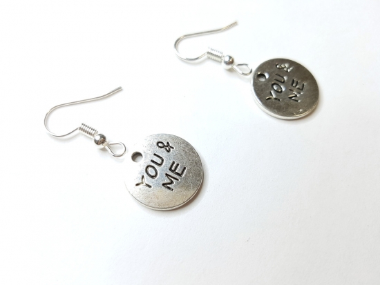 Preview: you & me Schrift Ohrringe silberfarben